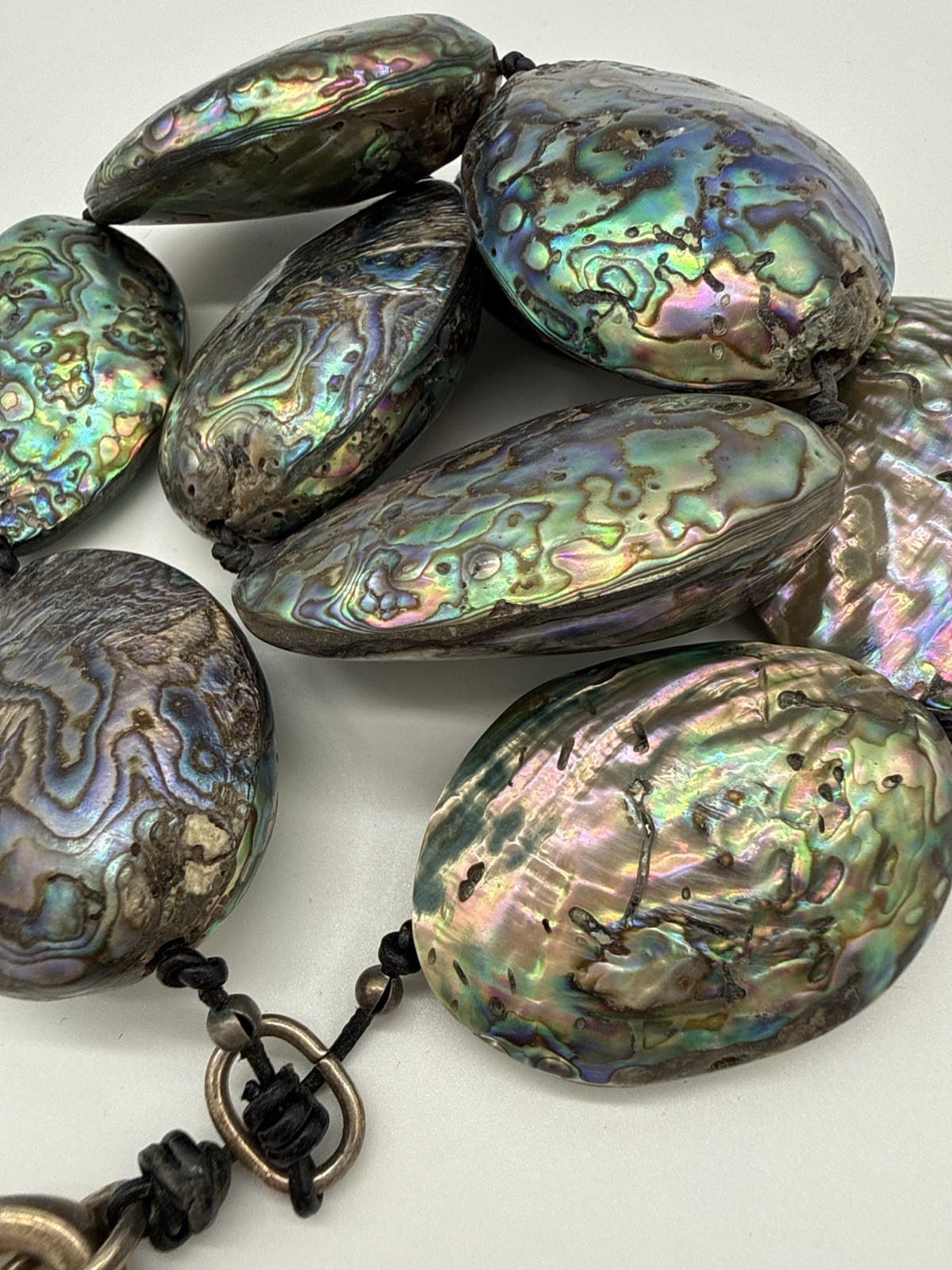 Genuine Abalone Shell Statement Necklace Large Ir… - image 7