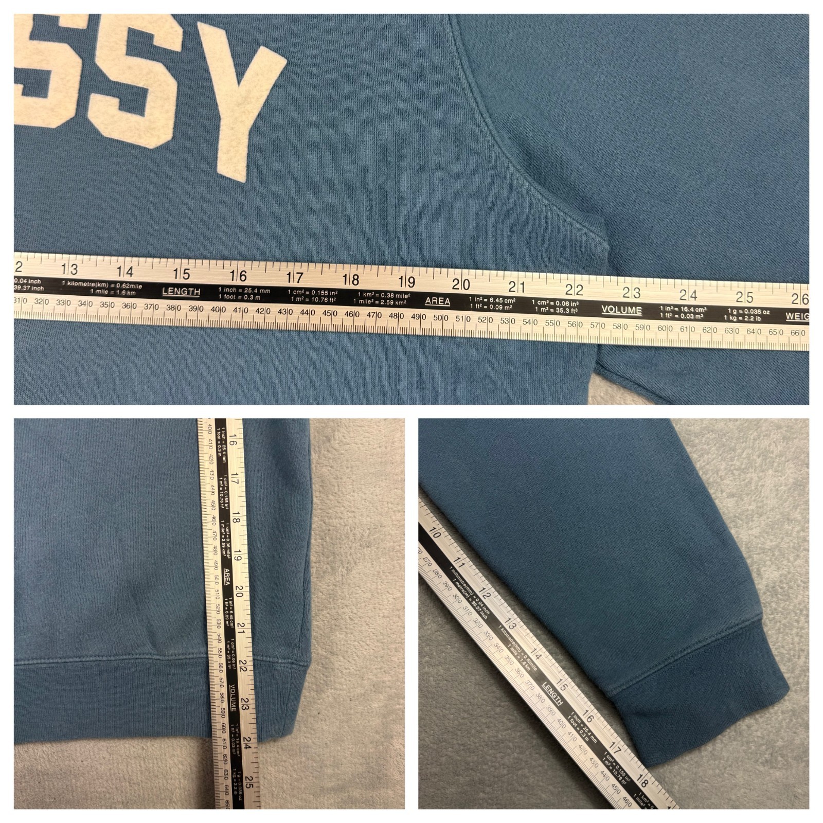 Vintage Stussy 2000's Y2K Blue Spellout Collegiate Sz Medium Pullover Sweatshirt image 6