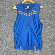 Zoot Cycling Jersey Top Women  s XL Blue Sleeveless Half Zip Athletic Tank