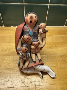 Jemez Pueblo Pottery Storyteller Figurine Vintage, Signed Lucero