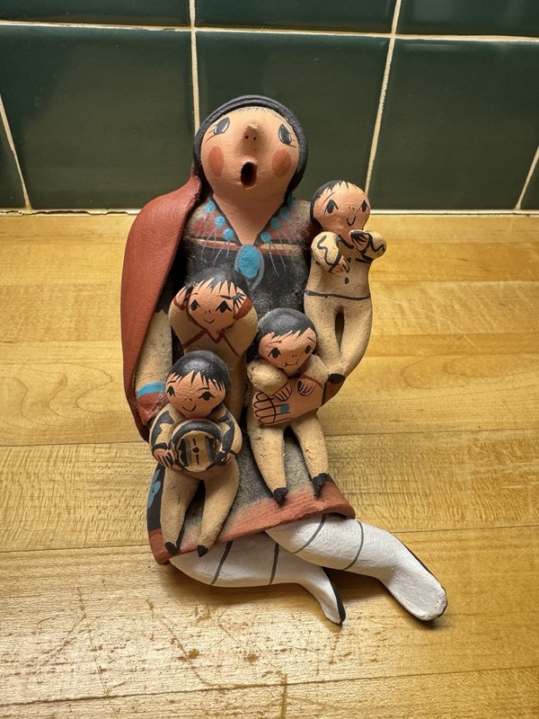 Jemez Pueblo Pottery Storyteller Figurine Vintage, Signed Lucero