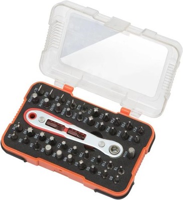 ROTATION 44pc Bit Set with 1/4 Mini Ratchet Offset Screwdriver, Portable Case, C