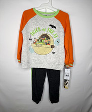 Star Wars Grogu Boys 2-Piece Pajama Set 4T Halloween Long Sleeve Gray/Orange