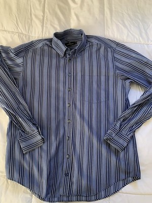 Men's Bugatchi Blue Stripe Button Down Shirt Size Large Tall