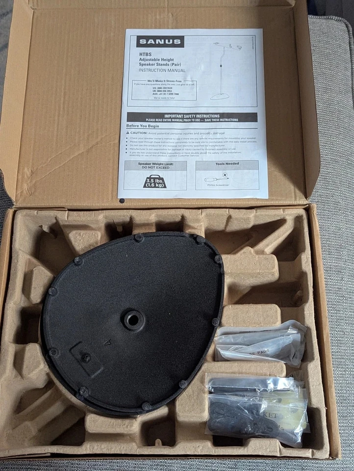 SANUS HTBS Adjustable Height Speaker Stand Pair * Speaker Not Included* - Image 2 of 4