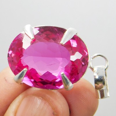 63,30 ct Natürlicher Pink Ruby Anhänger Lose Edelstein 925 Silber Charm Oval