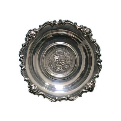 Vintage Peruvian Sterling Silver Coin Dish 1895 Peru 1 Sol 77.65g Cabinet Tray