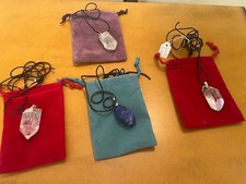 LOT 3 Crystal Pendants 1 Lapis Lazula Pendant w/ Velvet Bags
