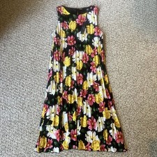 NWT Tahari Women Sleeveless Dress Size M Floral Pleated Midi Shift Church Office