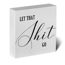 Funny Rustic Bathroom Decor - Wooden Box Sign Humor for Restroom Shelf, Half ...