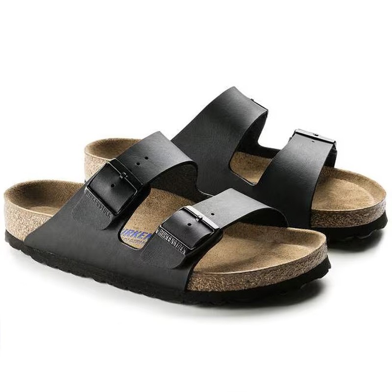 NEW Birkenstock Arizona Black Birko-Flor Leather Soft Footbed Unisex Sandals