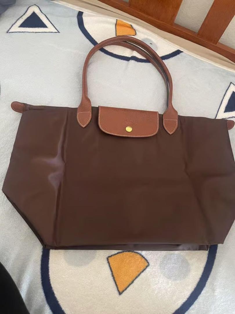Longchamp Pliage Club Large Tote Bag Brown Nylon Women New From