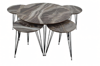 Grauer Holz Couchtisch Mit Modernem Design Und Beistelltischen