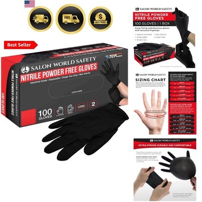 Black Nitrile Disposable Gloves, Box of 100, Size X-Large, 5.0 Mil - Latex Fr...