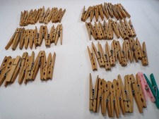 Vintage Lot of 59 Clothes Pins Wood and Plast...