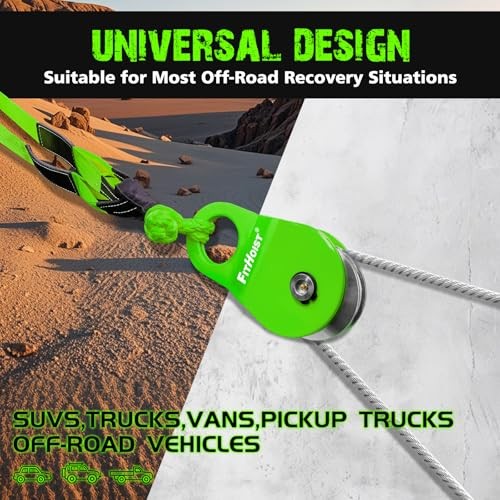 Offroad Recovery Kit, Snatch Block Soft Shackles+Snatch Block+Tree Saver Strap