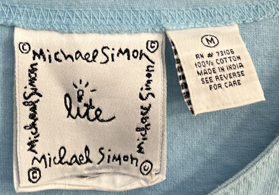 Top Michael Stars Mujer Abotonado Azul Geométrico Mediano Algodón Manga Corta Foto 2 de 4