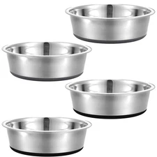 4 Cup Stainless Steel Dog Bowls Set of 4 for Food and Water, Silicone Base An...