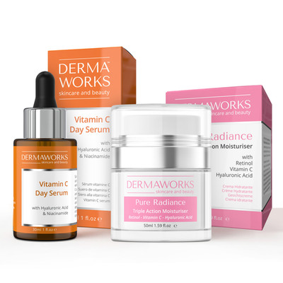 HAUTPFLEGEPAKET Frauen Vitamin C Serum für Gesicht + Advanced Moisturiser Cream
