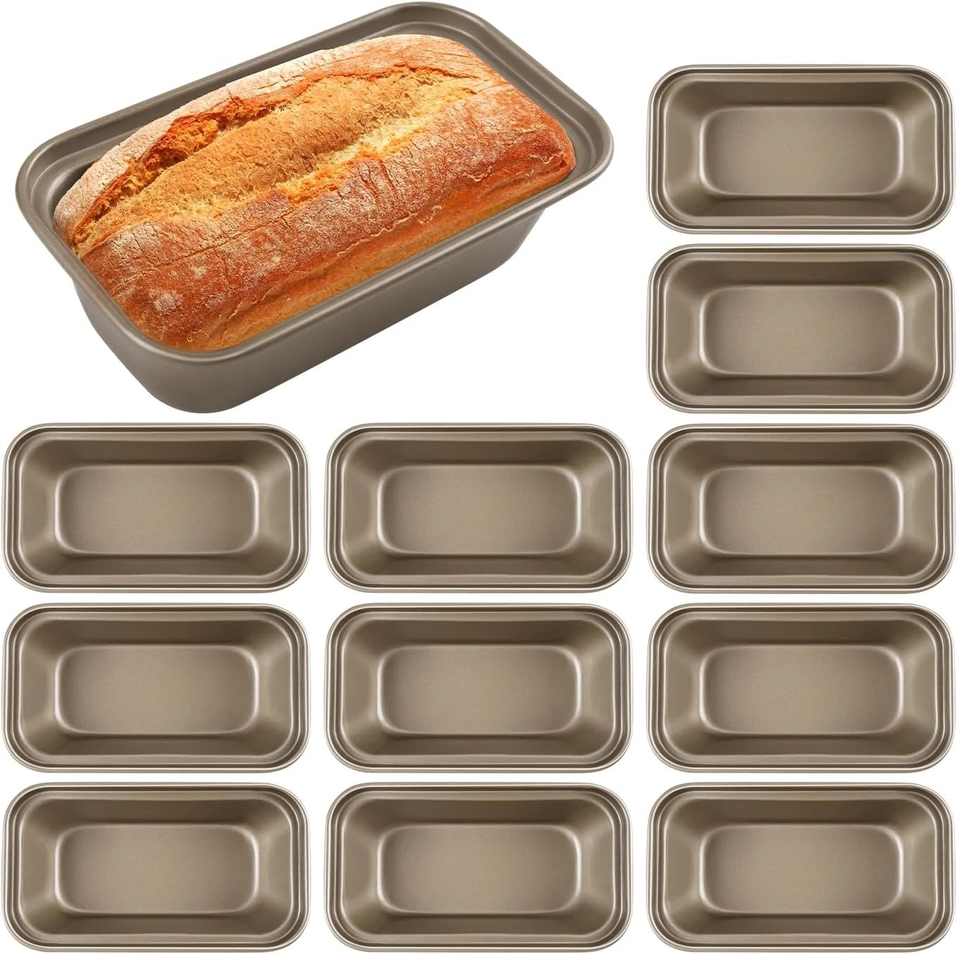 12 Pieces Mini Loaf Pans for Baking Bread Nonstick Carbon Steel Baking Bread