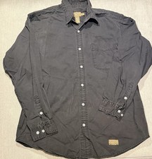 90s Vintage Calvin Klein Jeans Men's Gray Solid Long Sleeve Twill Button-Up