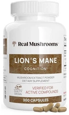 Real Mushrooms Lion’s Mane Extract 300 Capsules – Premium Mushroom Supplement