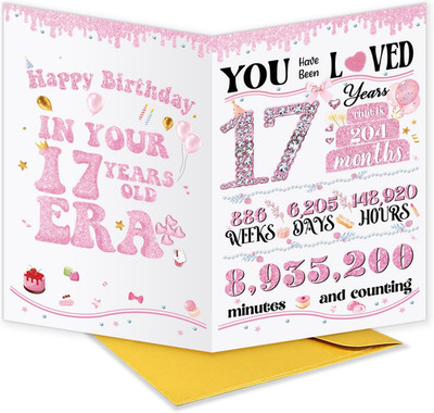 Cute 17Th Birthday Card Gift for Girls Bestie Her, Sweet 17 Years Old Birthday C