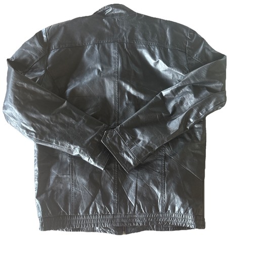 Men's Jacket Genuine Leather Motorcycle Biker Harley Black Jacket Bomber VTG - Picture 8 of 8