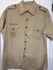 Boy Scouts of America BSA Adult Men s XL Beige Short Sleeve Button Down Shirt