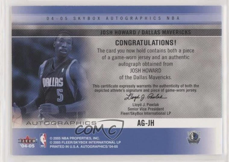 2004-05 Skybox Autographics Autographics Jerseys Josh Howard #AG-JH Auto - Image 2 of 2