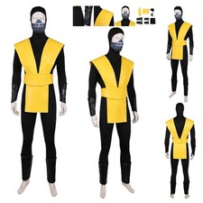 2025 MK 2 Scorpion Cosplay Costume Halloween Masks Jumpsuit Yellow Belts Uniform