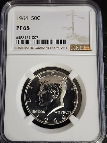 1964 Silver Proof Kennedy 50c Half Dollar, NGC PF68 Free Shipping