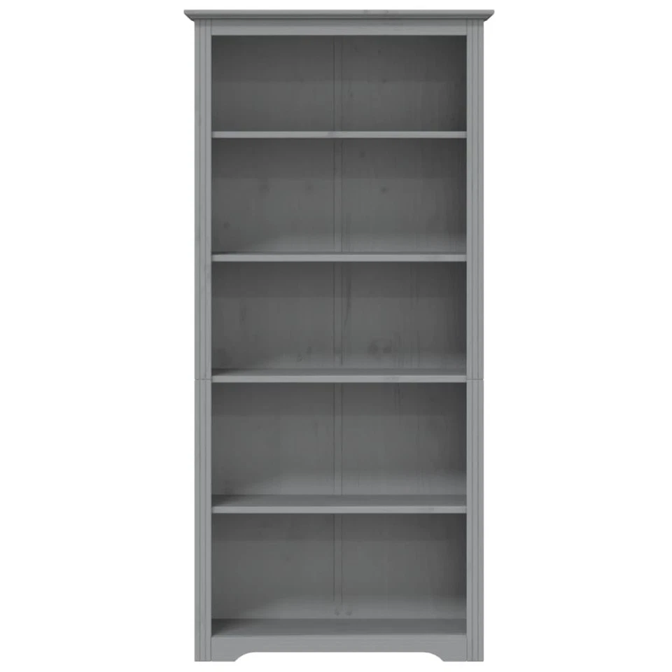vidaXL Libreria BODO 5 Ripiani 82x40x173 cm Legno Massello Pino Grigia - Immagine 2 di 4