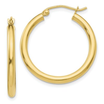 Real 10kt Yellow Gold Polished 2.5mm Lightweight Tube Hoop Earrings