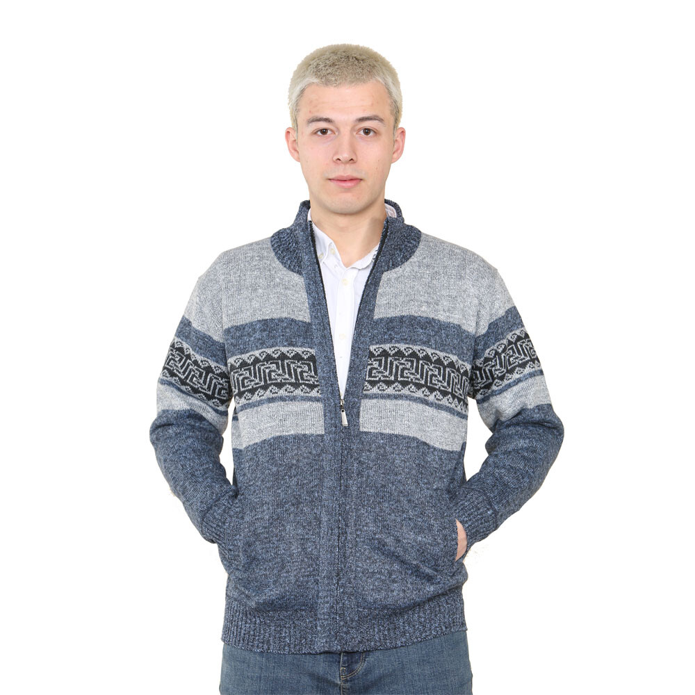 'Stornoway' Mens Fleece Lined Cardigan ZIP Up Pattern Jacket Brooklyn