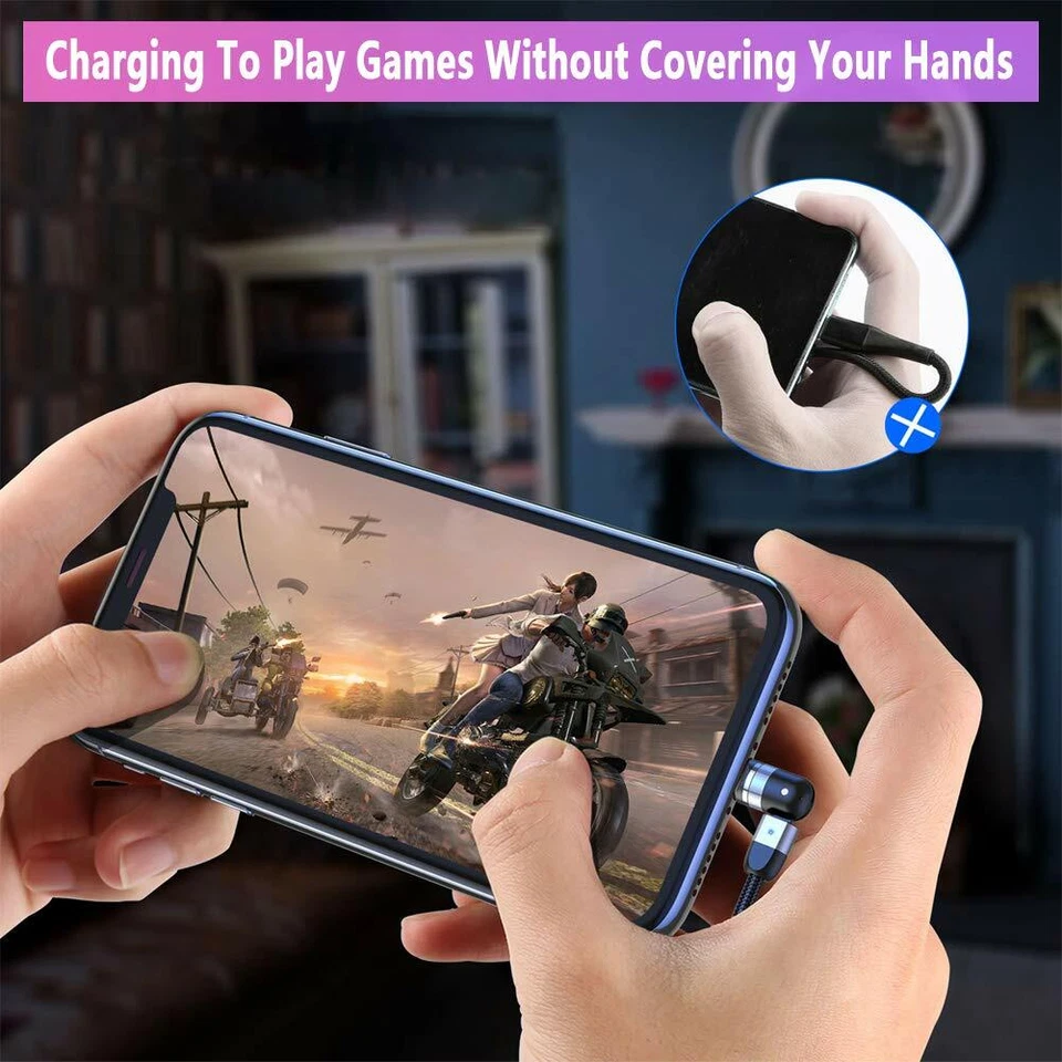 3-in-1schwenkbar Magnet Ladekabel 2m USB Schnellladekabel iPhone Typ C Micro USB - Bild 4 von 4