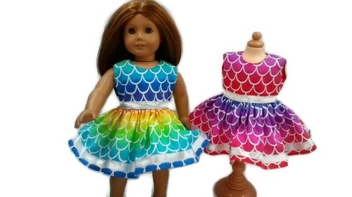 Vestido de fiesta sirena a escala de pescado 18 pulgadas ropa se adapta a muñecas chicas americanas - Imagen 1 de 15