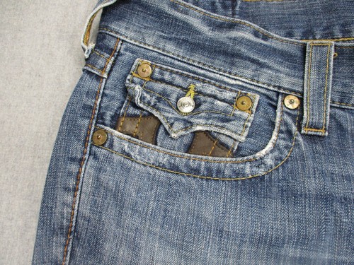 True Religion Boot Cut Denim Jeans Men's Size 36 Leather Horseshoe USA Made VTg - Picture 4 of 18
