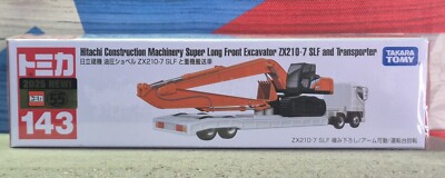 TOMICA #143 HITACHI CONSTRUCTION MACHINERY SUPER LONG FRONT EXCAVATOR ZX210-7