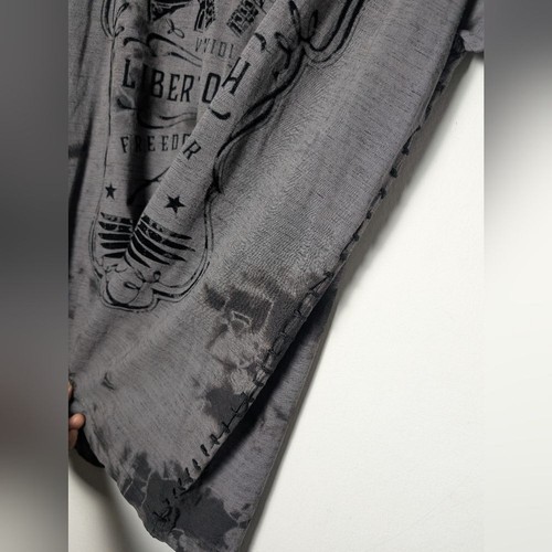 Affliction Shirt Burnout Velvet Black Freedom Defender Flag Patriotic Sz L - Picture 4 of 11