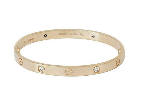 Cartier Love 4 Diamanti Braccialetto Rose Gold 18k. Taglia 19. Cacciavite \u0026  Scatola Cartier | eBay