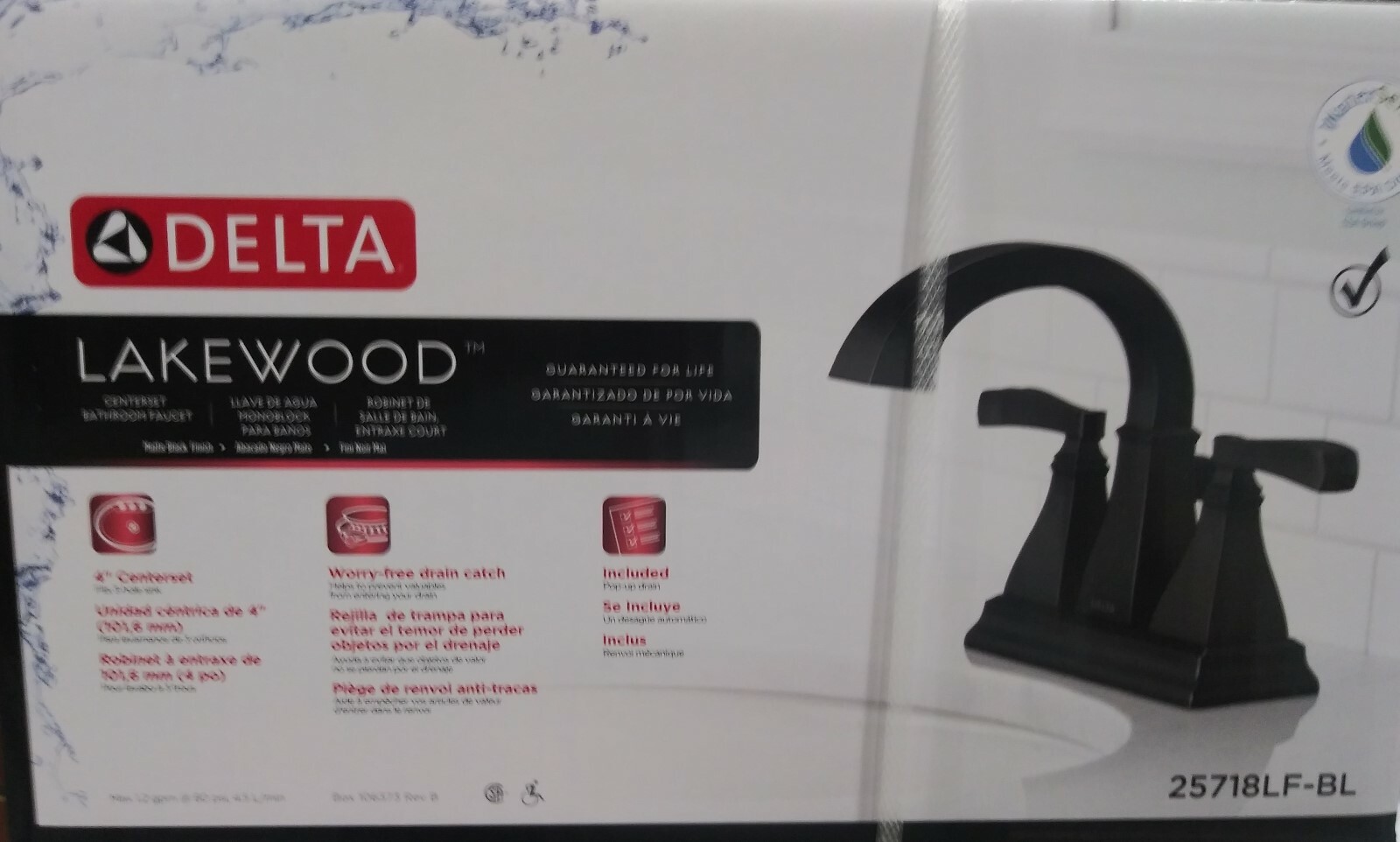 Delta Lakewood Matte Black 2 Handle 4" Centerset Bathroom Faucet
