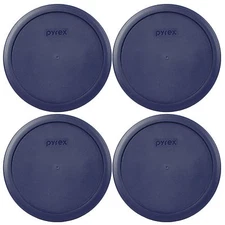 Pyrex Blue Plastic Round 6/7 Cup Storage Lid Cover 7402-PC 4 Pack for Glass Bowl