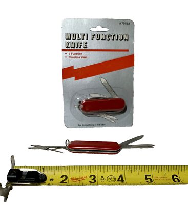 Vintage Keychain Multi Function Knife Scissors File Toothpick Tweezer New in Pkg