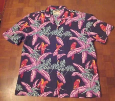 Vtg Paradise Found Tom Selleck Magnum PI Jungle Bird Hawaiian-made shirt sz XL