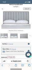Heal's Retta Kingsize Headboard Ex Display RRP £1079 Capelo Linen Sea Shanty