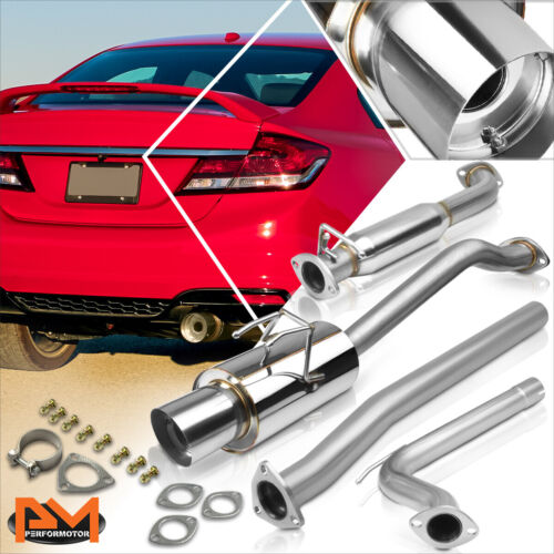 For 12-15 Honda Civic Si 4-Dr 4"Tip Muffler Stainless Steel Catback Exhaust Pipe - Picture 1 of 5
