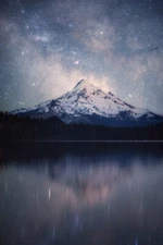 The Milky Way Over Lost Lake Mount Hood Oregon Photo Art Print Poster 12x18