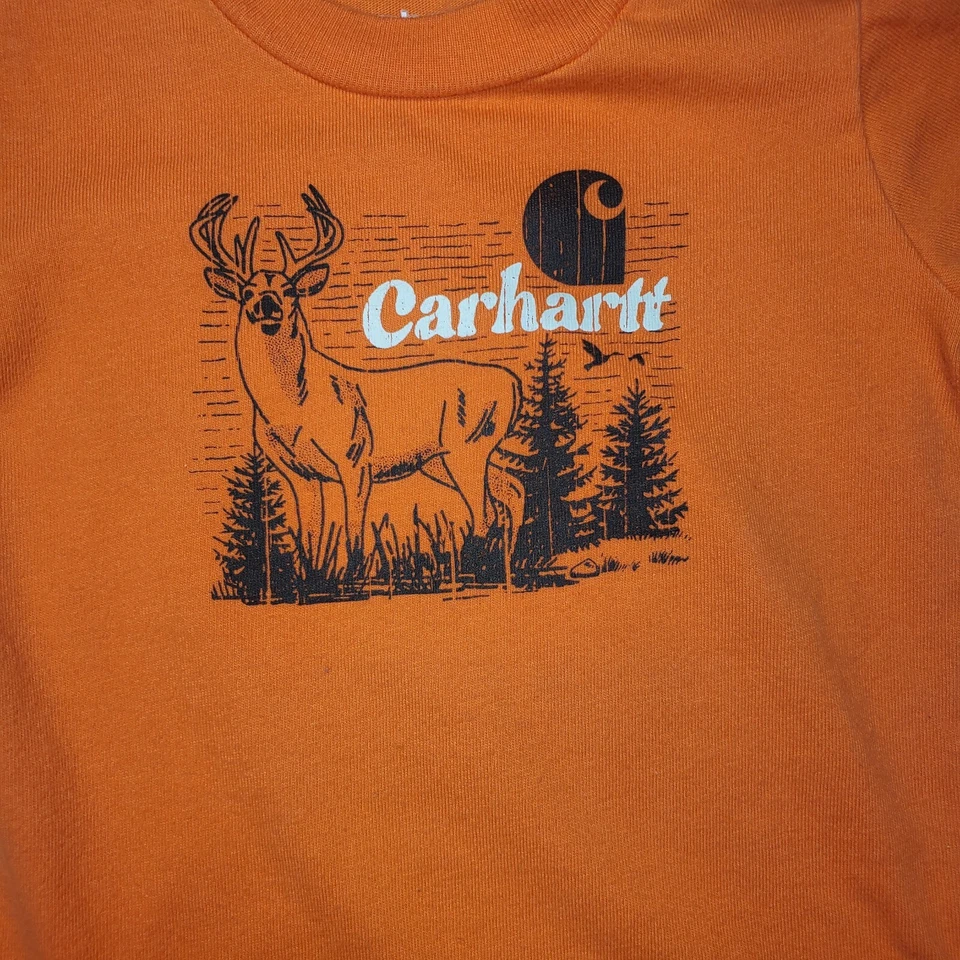 Traje corporal de una pieza para bebé CARHARTT NARANJA MANGA CORTA 6 MESES - ciervos y maderas Foto 2 de 4