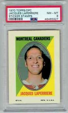1970-71 TOPPS/OPC STICKERS STAMPS JACQUES LAPERRIERE PSA 8 MONTREAL CANADIENS PD